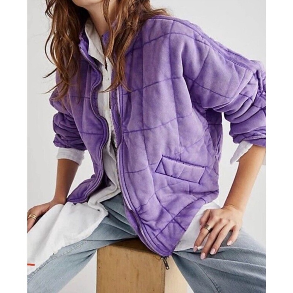 Free People Purple Quilted Jacket